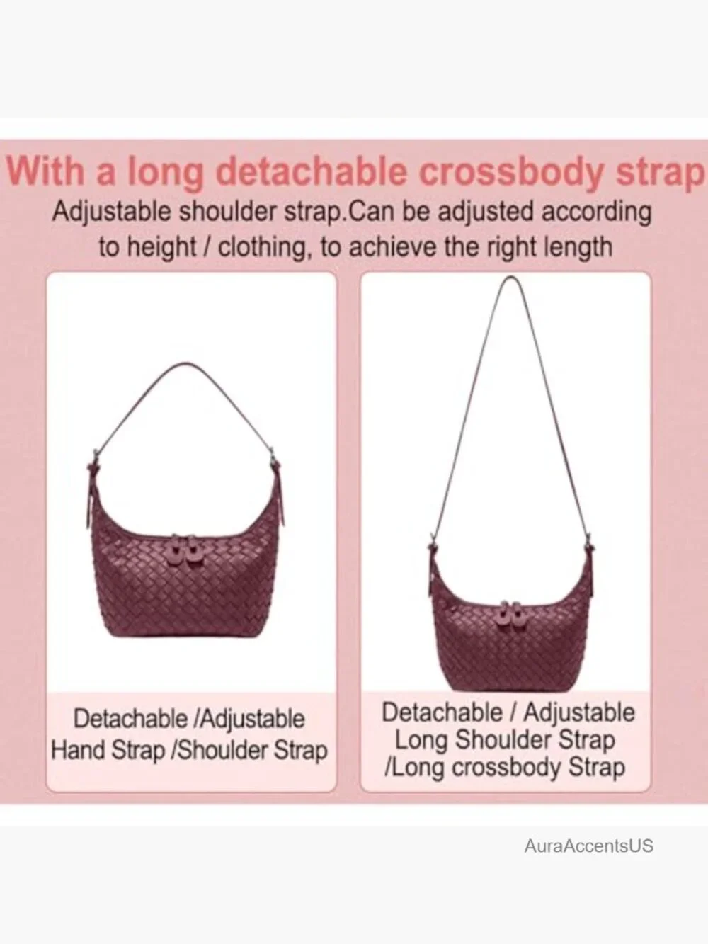 Woven Hobo Crossbody Tote Shoulder Bag Top-Handle Crescent